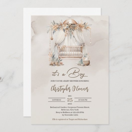 ボホ男女兼用自然子供部屋 招待状 (正面/裏面)