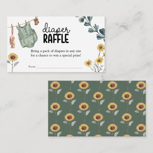 ボホ男女兼用赤ちゃんシャワーおむつラッフル エンクロージャーカード (正面/裏面)