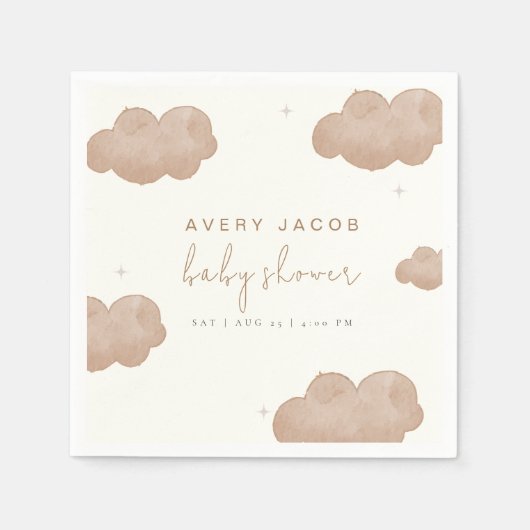 ボホ男女兼用雲星ベビーシャワー スタンダードカクテルナプキン (正面)