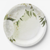 ボホ白い花の緑の葉植物植物 ペーパープレート (正面)