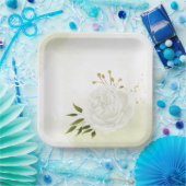 ボホ白い花の緑の葉植物植物 ペーパープレート (パーティー)