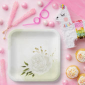 ボホ白い花の緑の葉植物植物 ペーパープレート (パーティー)