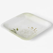 ボホ白い花の緑の葉植物植物 ペーパープレート (傾斜あり)