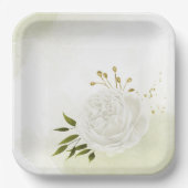 ボホ白い花の緑の葉植物植物 ペーパープレート (正面)