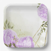 ボホ白い花の緑の葉植物植物 ペーパープレート (正面)