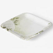 ボホ白い花の緑の葉植物植物 ペーパープレート (傾斜あり)