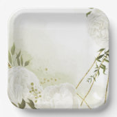 ボホ白い花の緑の葉植物植物 ペーパープレート (正面)