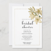 ボホ白エレガント金ゴールドフローラリリーブライダルシャワー 招待状 (正面)