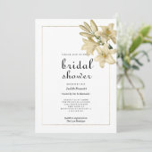 ボホ白エレガント金ゴールドフローラリリーブライダルシャワー 招待状 (スタンド正面)
