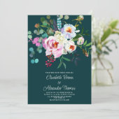 ボホ白ピンクの森の緑の牡丹のフローラ結婚ズ 招待状 (スタンド正面)