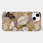 ボホ白黒金ゴールドピーチライン描リーフフローラ Case-Mate iPhoneケース (裏面 (横))