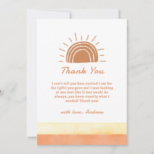 ボホ砂漠ここに息子の赤ちゃんシャワーが来る サンキューカード (正面)