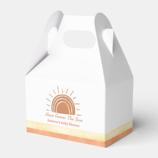 ボホ砂漠ここに息子の赤ちゃんシャワーが来る フェイバーボックス (正面サイド)