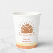 ボホ砂漠ここに息子の赤ちゃんシャワーが来る 紙コップ (裏面)