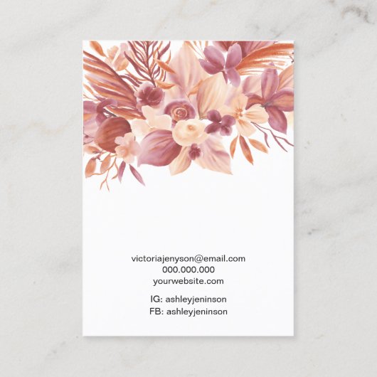 ボホ砂漠のフローラロゴジュエリーイヤリングネックレス 名刺 (裏面)