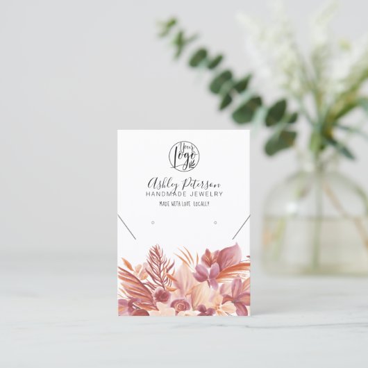 ボホ砂漠のフローラロゴジュエリーイヤリングネックレス 名刺 (スタンド正面)