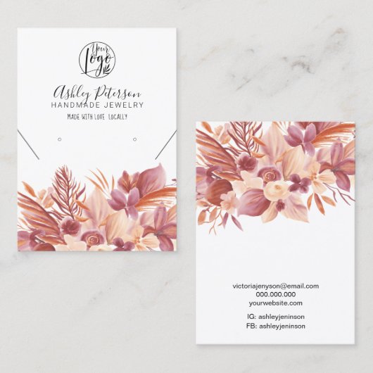 ボホ砂漠のフローラロゴジュエリーイヤリングネックレス 名刺 (正面/裏面)