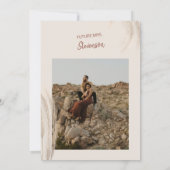 ボホ砂漠テラコッタパンパス写真ブライダルシャワー 招待状 (裏面)