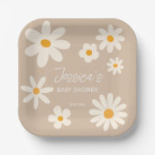 ボホ砂漠デイジーレトロ赤ちゃんカスタマイズシャワー ペーパープレート (正面)