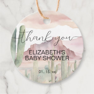 ボホ砂漠モダン自然サボテン赤ちゃんシャワー フェイバータグ