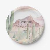 ボホ砂漠モダン自然サボテン赤ちゃんシャワー ペーパープレート (正面)