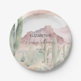 ボホ砂漠モダン自然サボテン赤ちゃんシャワー ペーパープレート