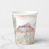ボホ砂漠モダン自然サボテン赤ちゃんシャワー 紙コップ (裏面)