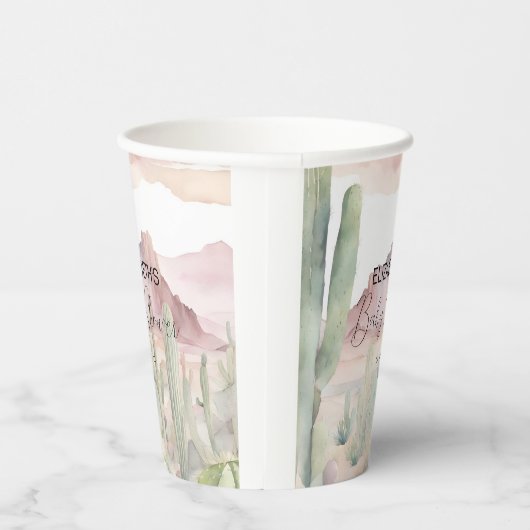 ボホ砂漠モダン自然サボテン赤ちゃんシャワー 紙コップ (右)