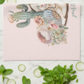 ボホ砂漠女性のカーボーイカウボーイブーツカウボーイハット キッチンタオル (折り畳み)