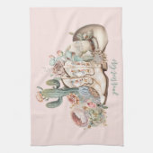 ボホ砂漠女性のカーボーイカウボーイブーツカウボーイハット キッチンタオル (縦)