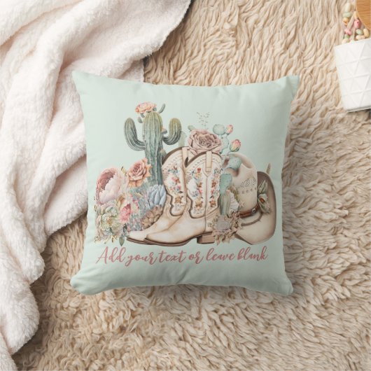 ボホ砂漠女性のカーボーイカウボーイブーツカウボーイハット クッション (ブランケット)