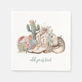 ボホ砂漠女性のカーボーイカウボーイブーツカウボーイハット スタンダードカクテルナプキン (正面)