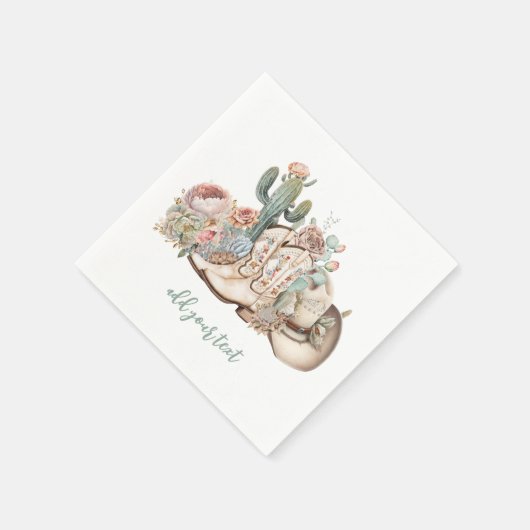 ボホ砂漠女性のカーボーイカウボーイブーツカウボーイハット スタンダードカクテルナプキン (角)