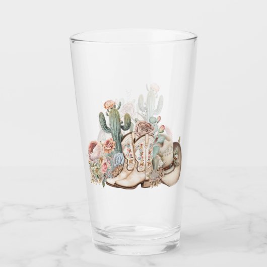 ボホ砂漠女性のカーボーイカウボーイブーツカウボーイハット タンブラーグラス (正面)