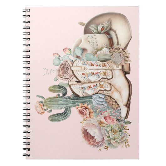 ボホ砂漠女性のカーボーイカウボーイブーツカウボーイハット ノートブック (正面)