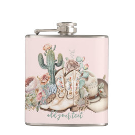 ボホ砂漠女性のカーボーイカウボーイブーツカウボーイハット フラスク