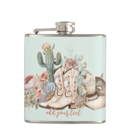 ボホ砂漠女性のカーボーイカウボーイブーツカウボーイハット フラスク