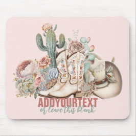 ボホ砂漠女性のカーボーイカウボーイブーツカウボーイハット マウスパッド