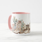 ボホ砂漠女性のカーボーイカウボーイブーツカウボーイハット マグカップ (正面左)