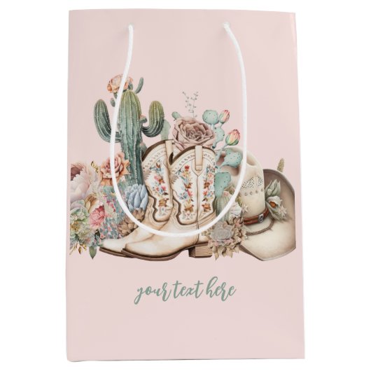 ボホ砂漠女性のカーボーイカウボーイブーツカウボーイハット ミディアムペーパーバッグ (正面)