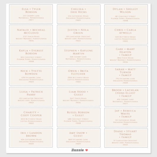 ボホ砂漠 |ベージュ結婚のゲスト住所 シール (シート)