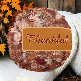 ボホ秋の台本は素朴なオレンジ感謝していの刺しゅう ラウンドクッション