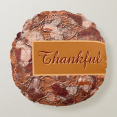 ボホ秋の台本は素朴なオレンジ感謝していの刺しゅう ラウンドクッション (正面)