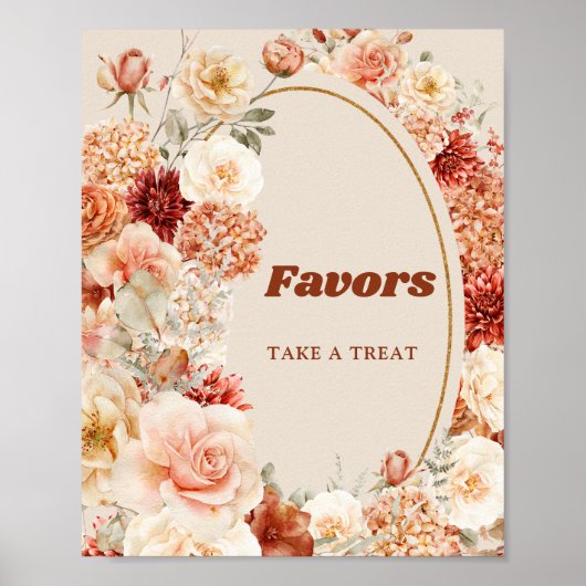 ボホ秋の庭はオレンジ色のベージュ色の錆が好み ポスター (正面)