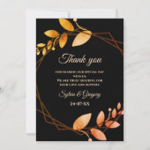 ボホ秋の植物金ゴールド結婚枠 サンキューカード (正面)