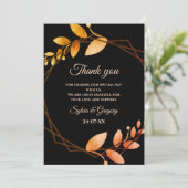ボホ秋の植物金ゴールド結婚枠 サンキューカード (スタンド正面)