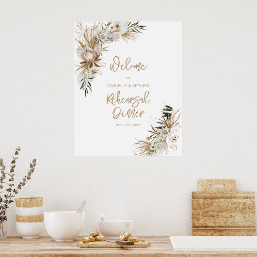 ボホ秋の結婚式リハーサルディナーウェルカム ポスター (キッチン)