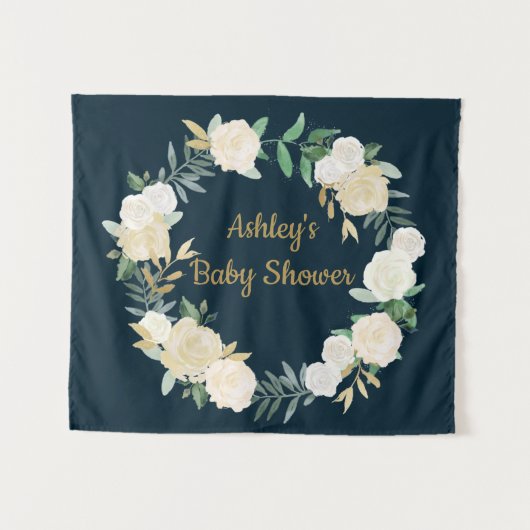 ボホ秋の結婚式金ゴールドホワイトベビーシャワー タペストリー (正面(横))