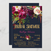 ボホ秋の花のアロー ブーケ ブライダル シャワー 招待状 (正面/裏面)