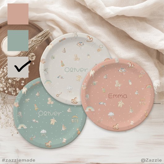 ボホ秋の赤ちゃんシャワーパーソナライズされた ペーパープレート